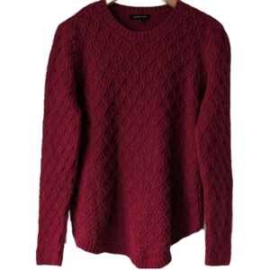 Jeanne Pierre Burgundy Cable Knit Crewneck Sweater Burgundy Size L